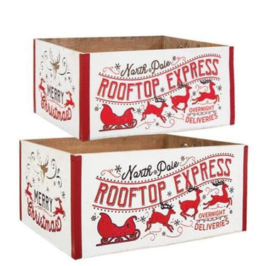 2/Set, Rooftop Express Wooden Crates - The Fox Decor